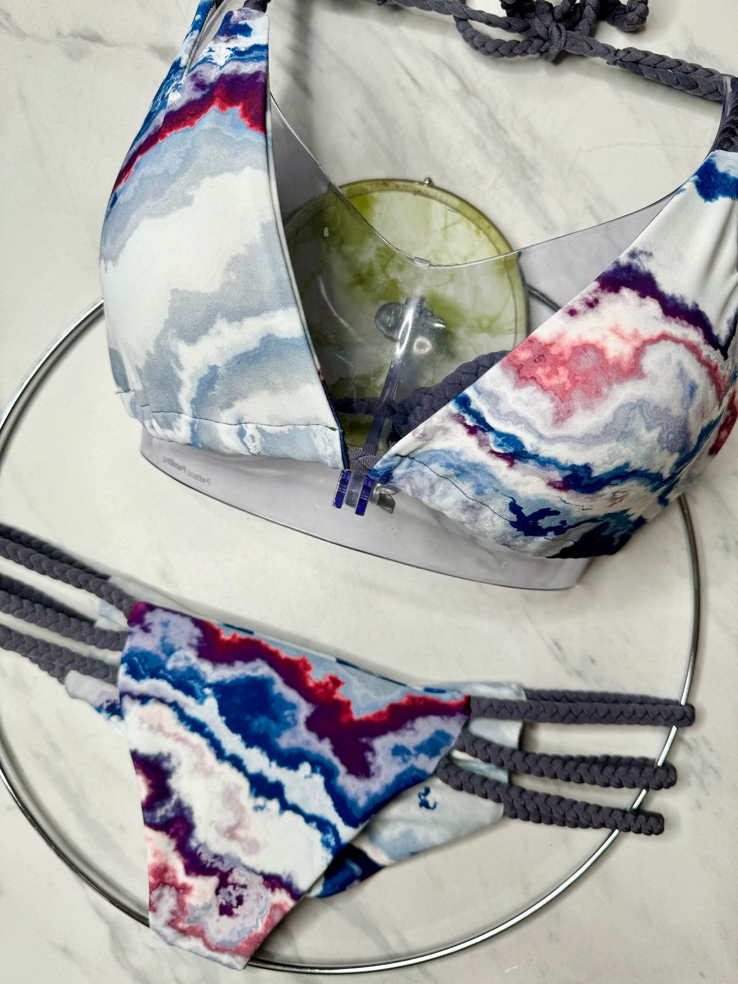 Gray Marble Braid Top