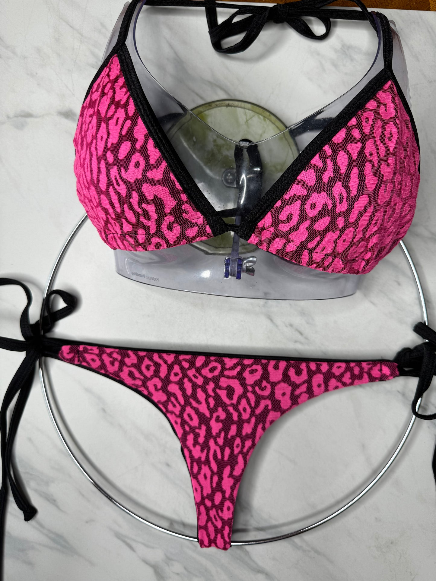 Pink Leopard Lace Triangle Top