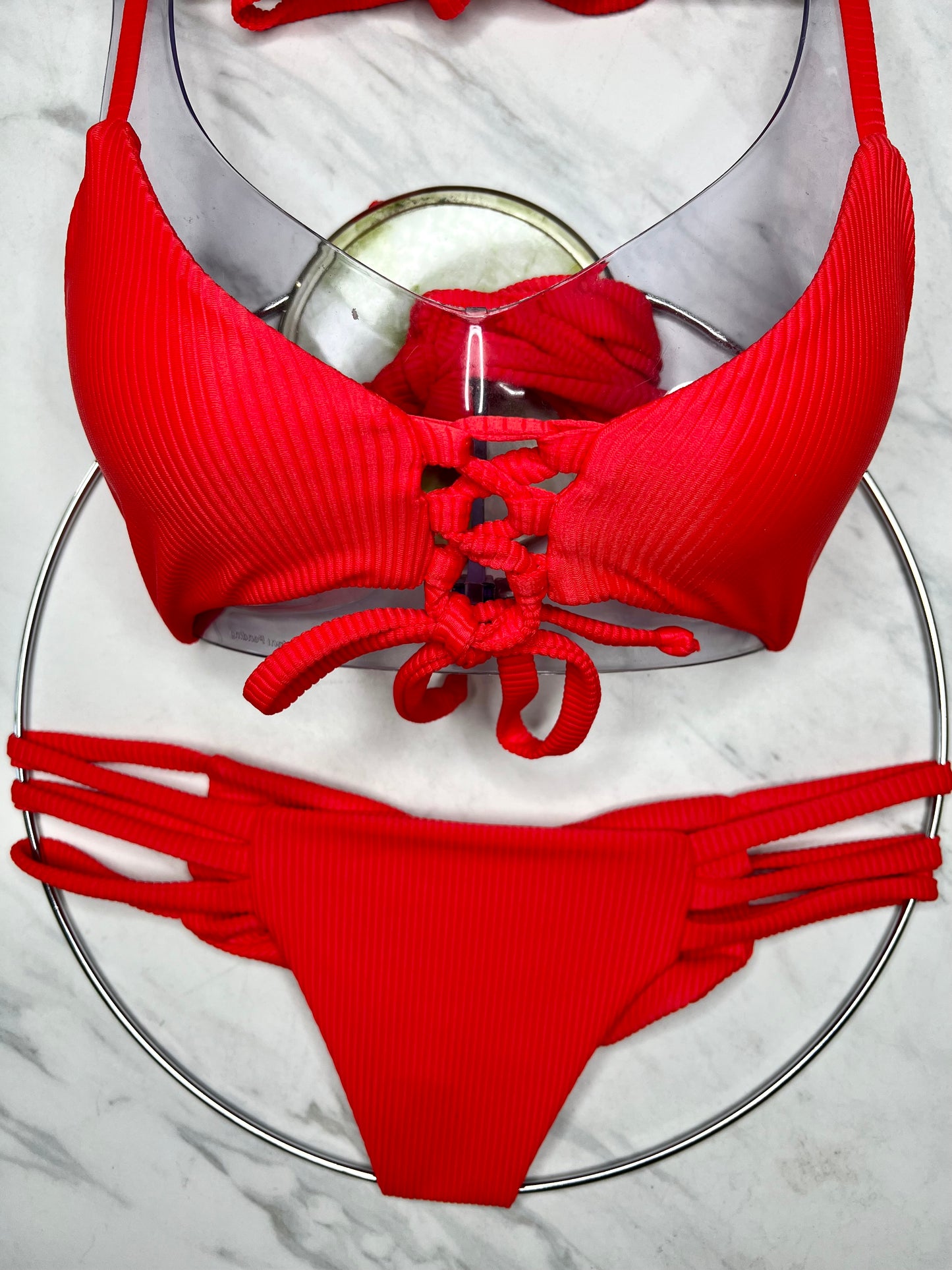 Red Ribbed Bottom