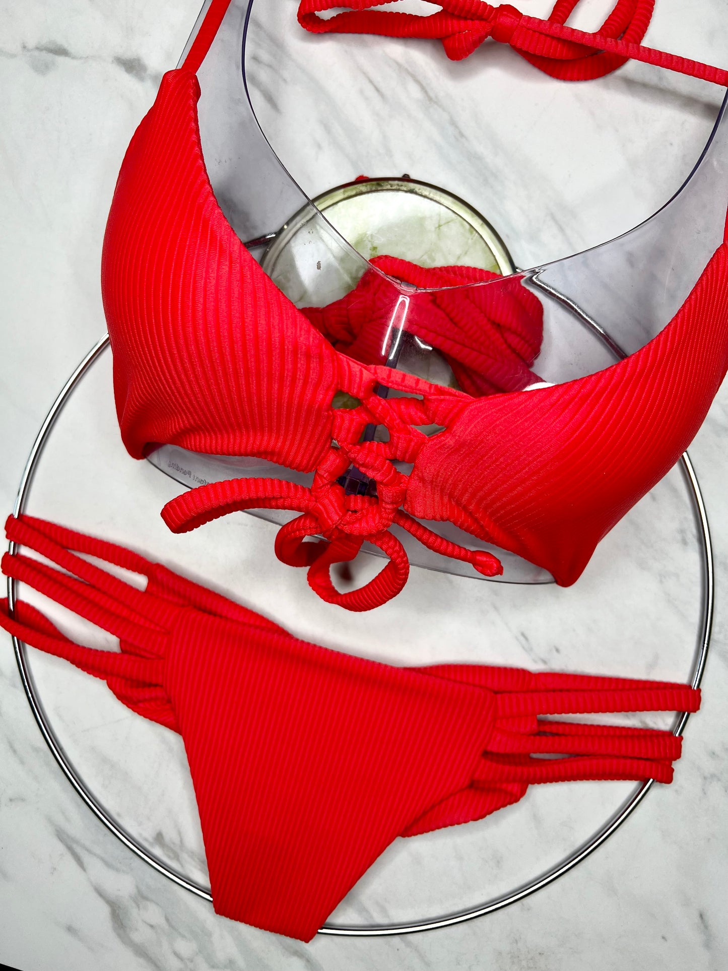 Red Ribbed Bottom