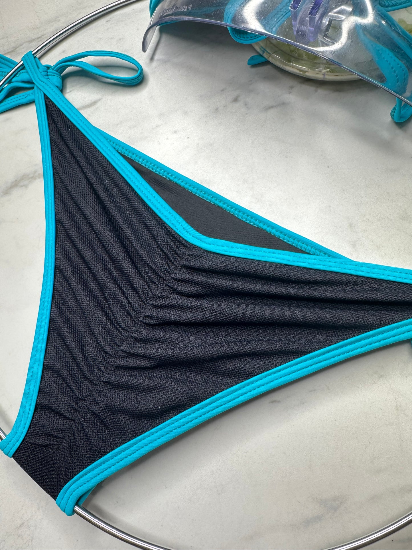 Black with Turquoise Trim Side Tie Bottom