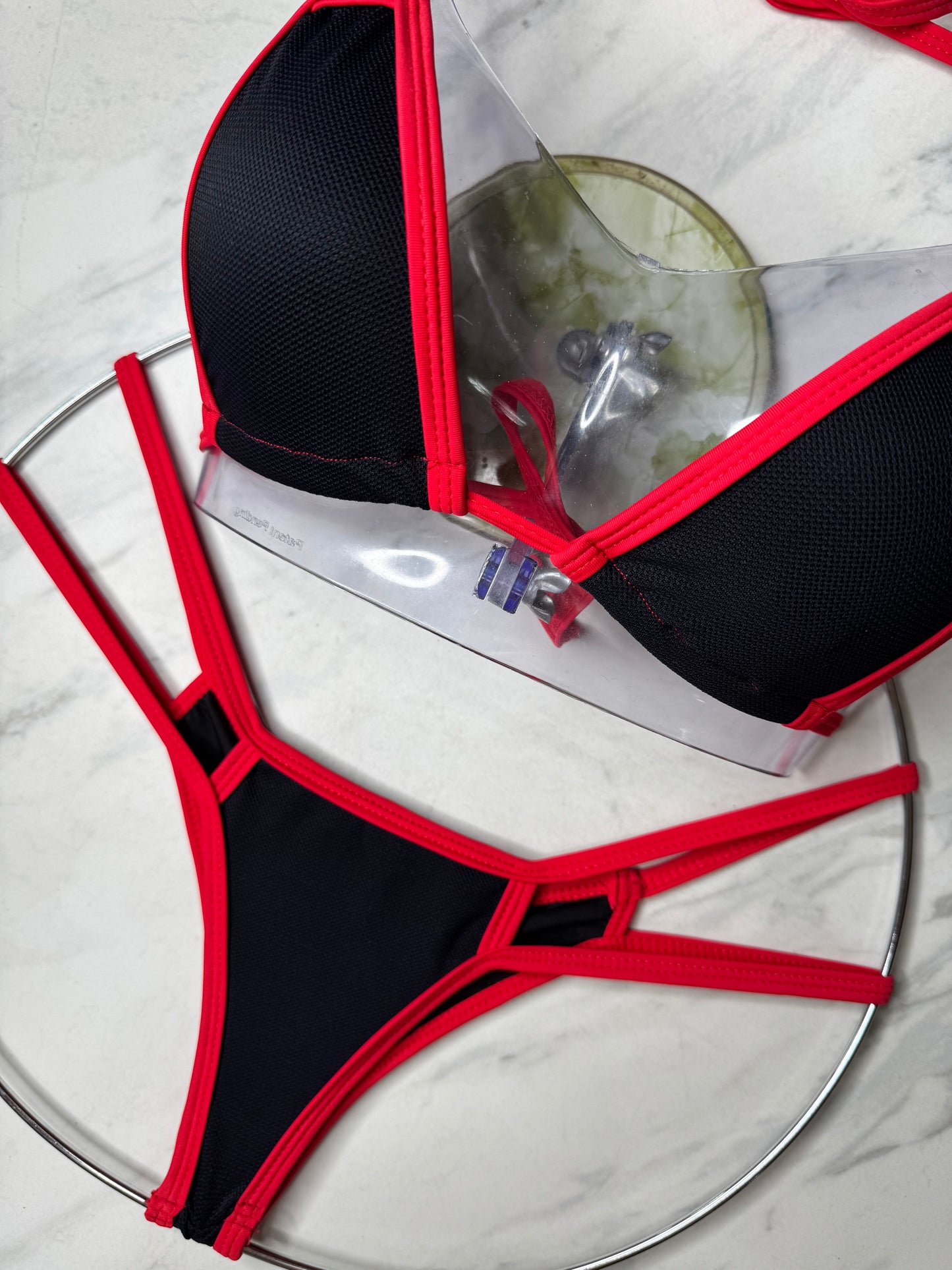Black with Red Trim Micro Top