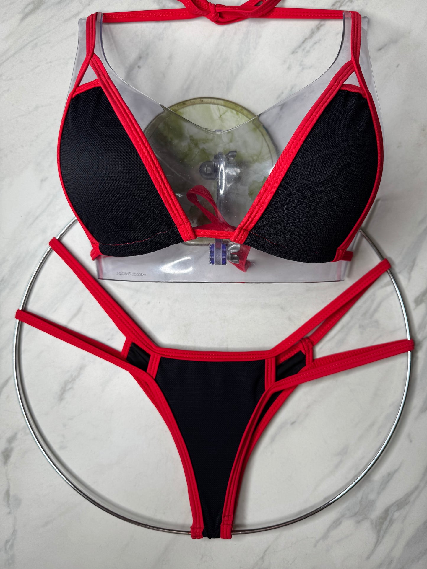 Black with Red Trim Micro Top