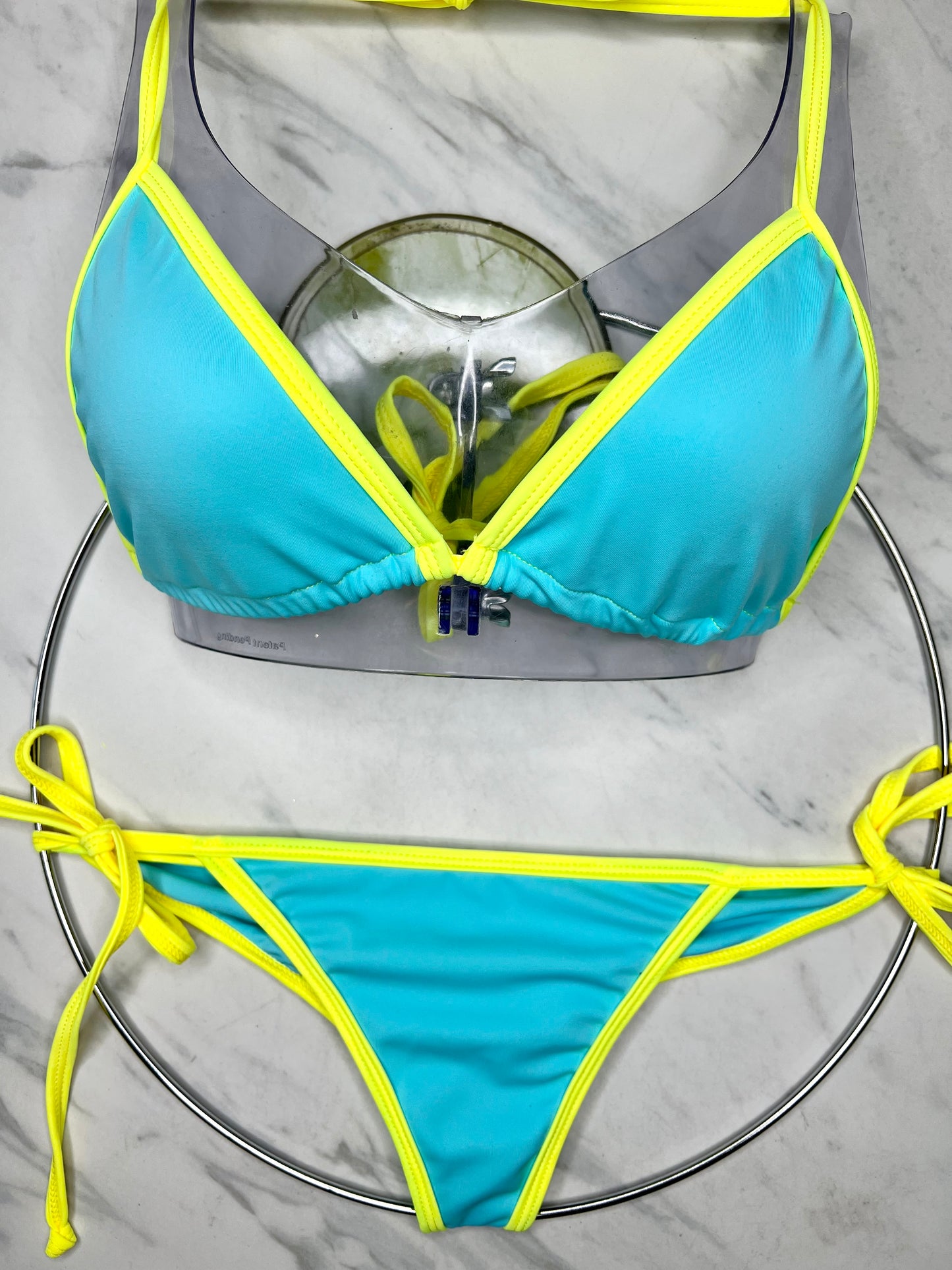 Baby Blue & Yellow Side Tie Bottom