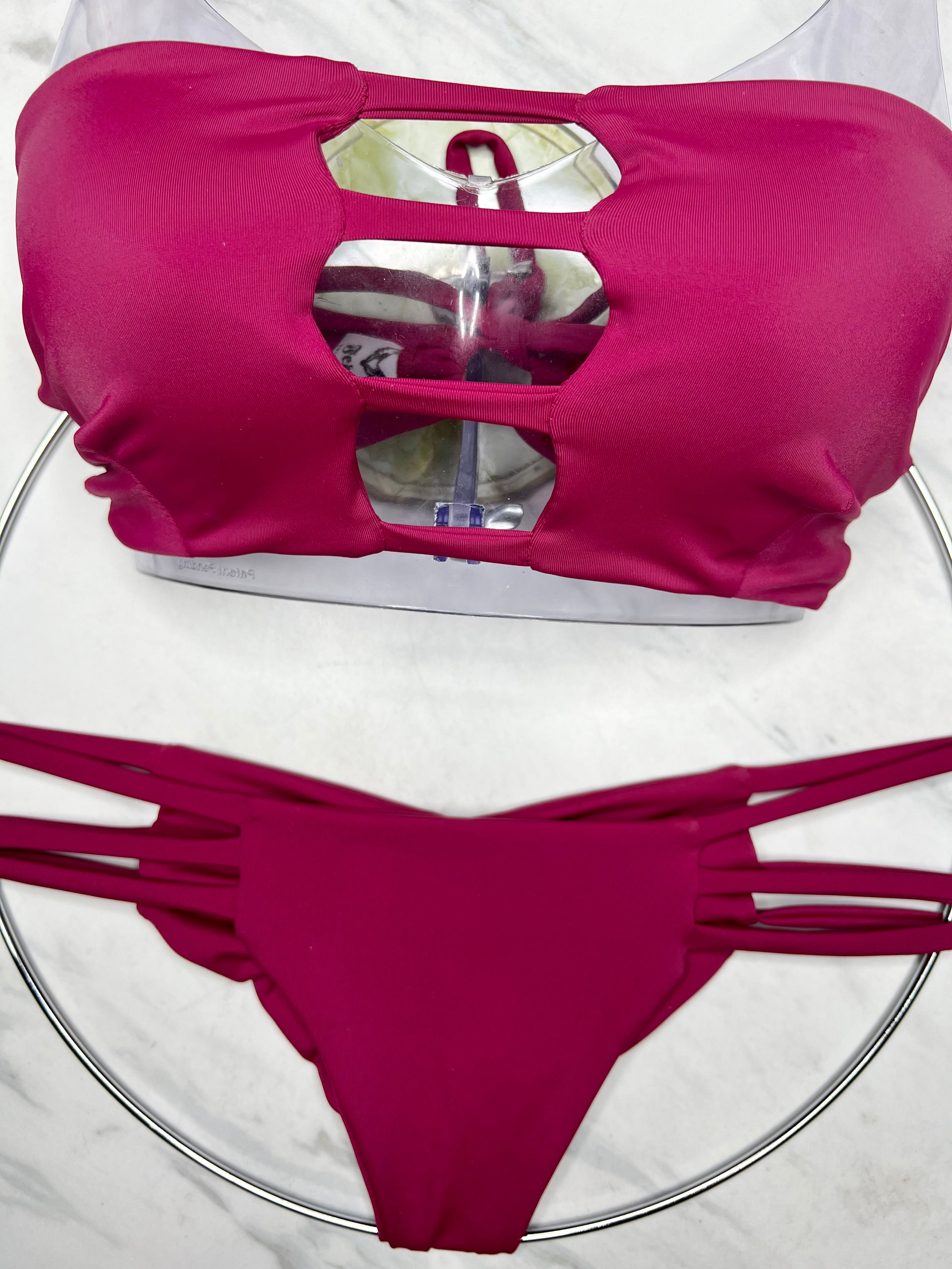 Cherry bandeau bikini top