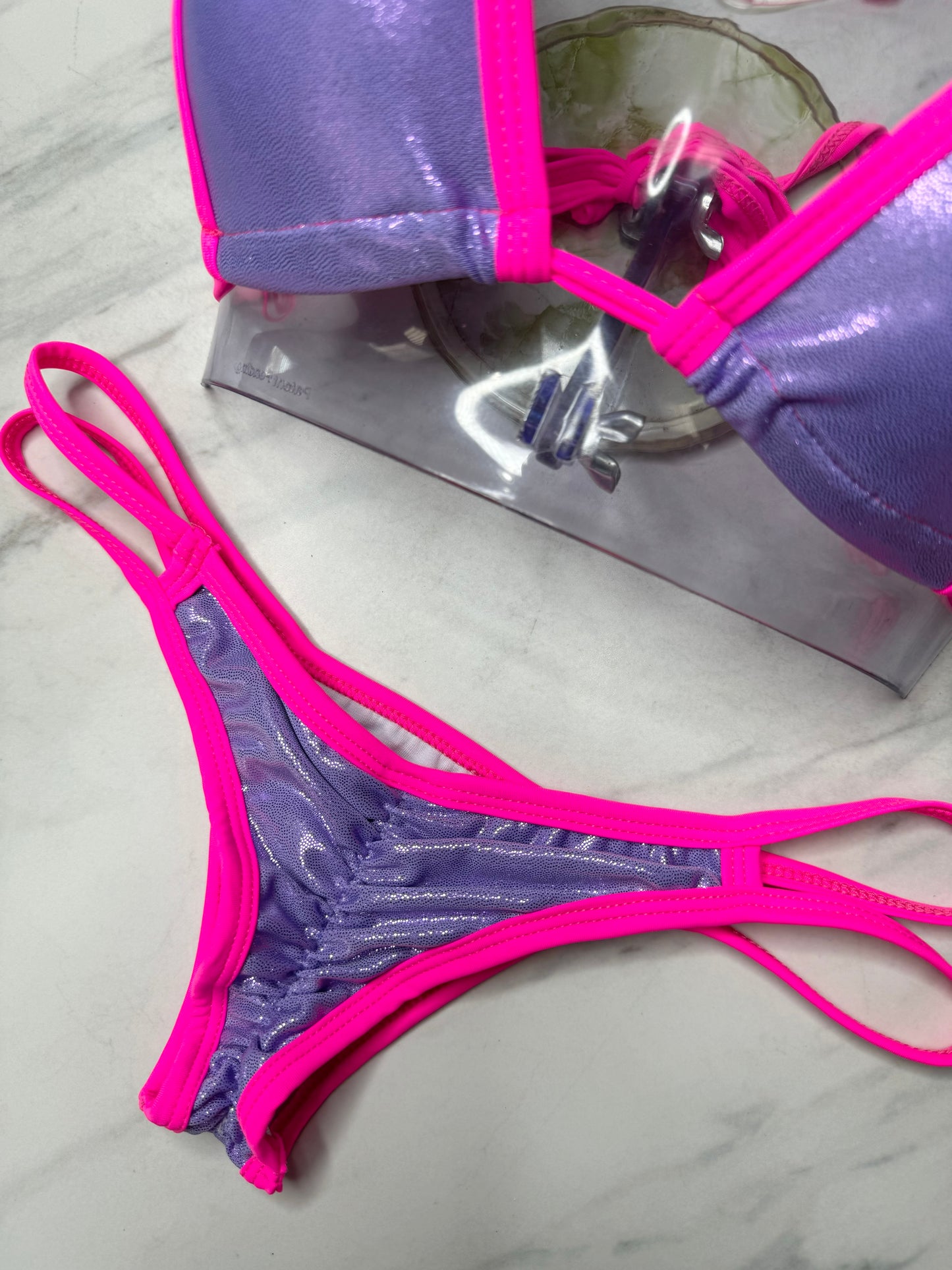 Lavender Hologram & Neon Pink Micro Cut Bottom