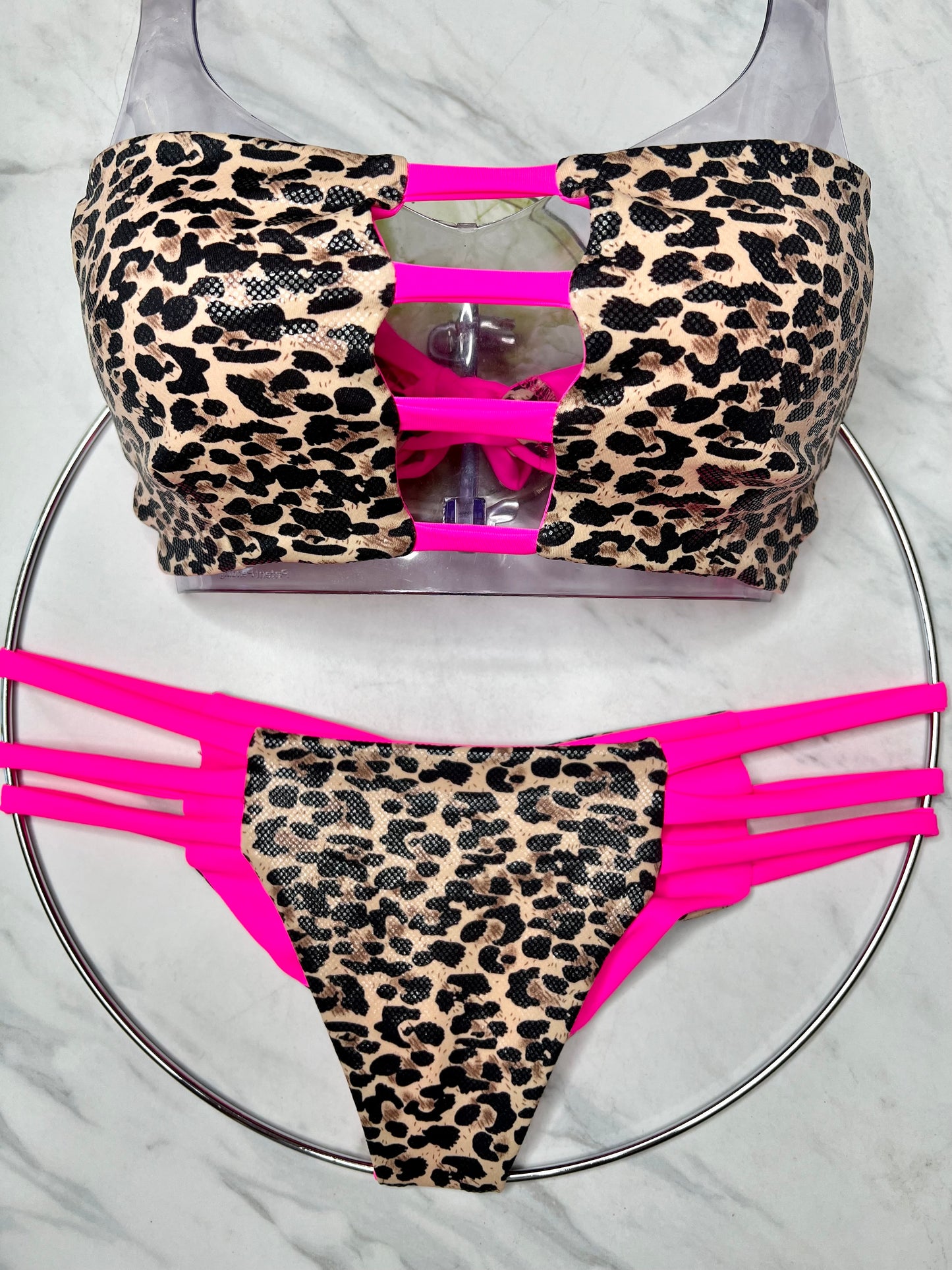 Cheetah & Neon Pink Bandeau Top