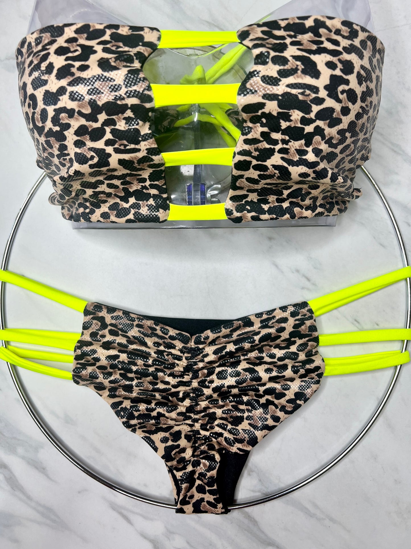 Cheetah & Neon Yellow Bottom