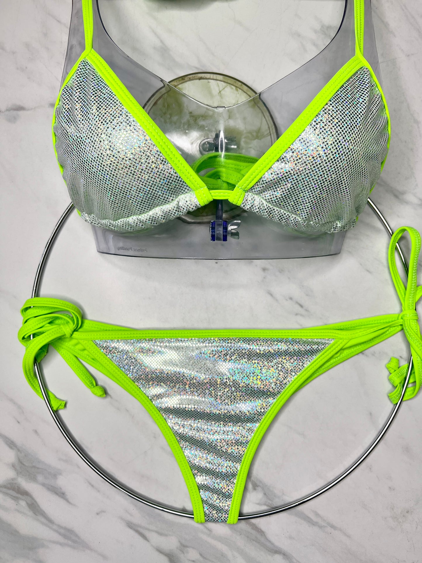 Iridescent Neon Green Tie Bottom