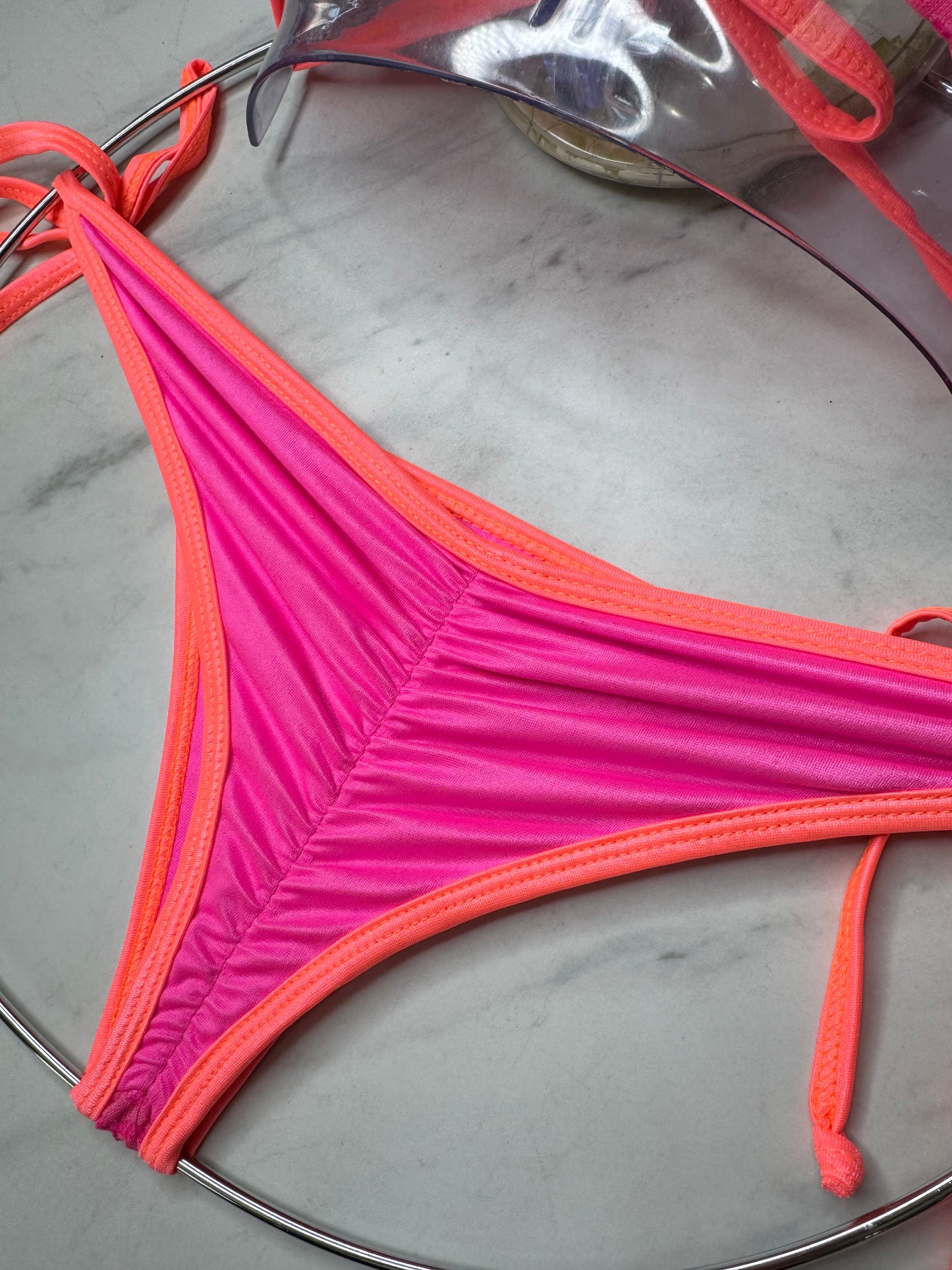 Neon Coral & Neon Pink Side Tie Bottom