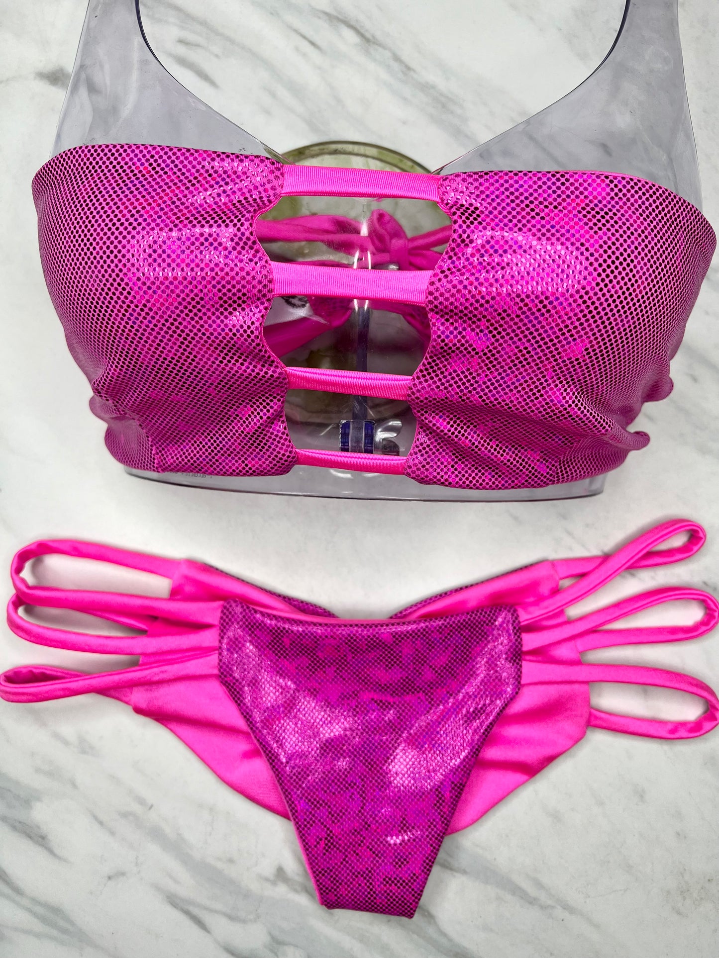 Pink Holographic Bandeau Top