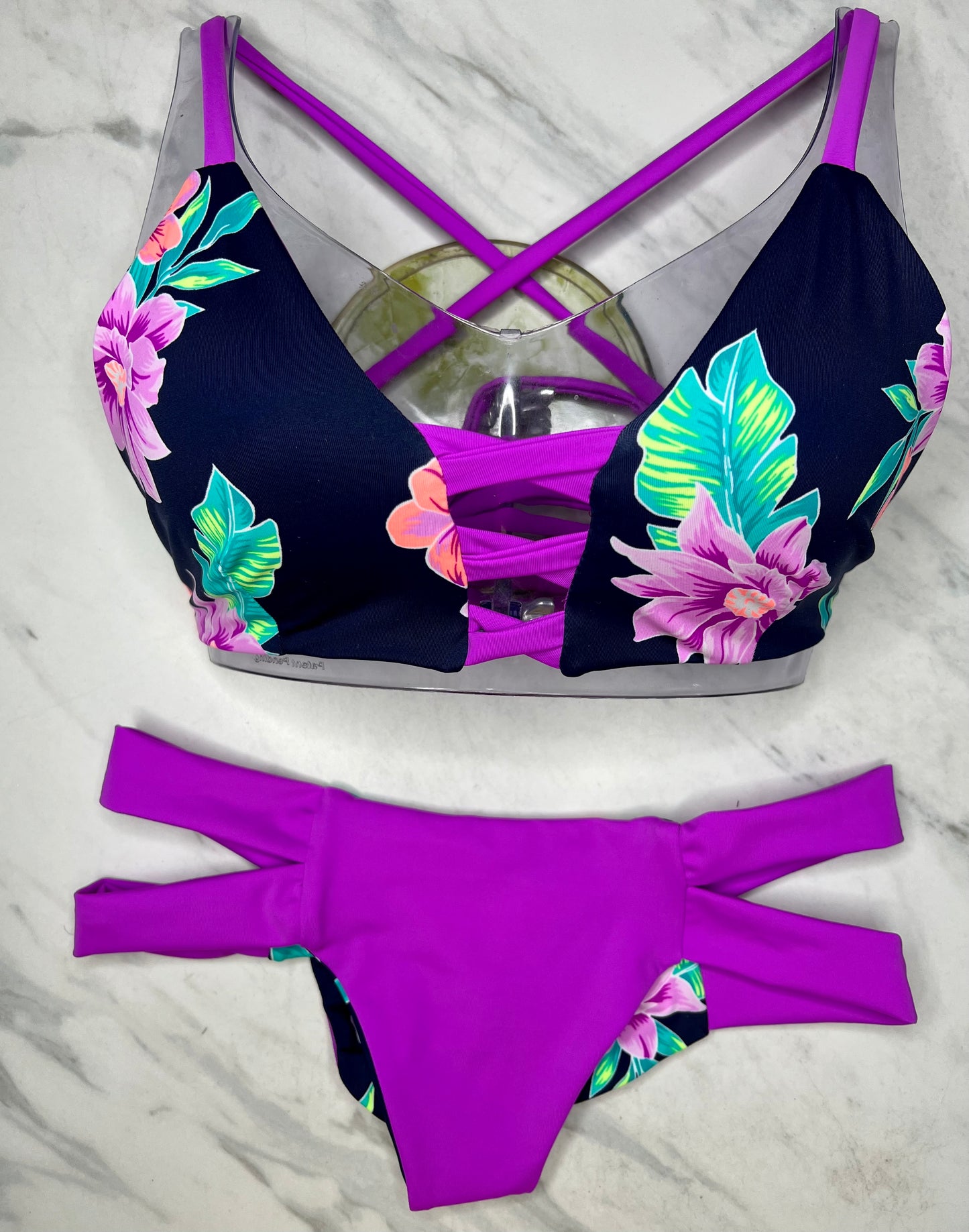 Purple Floral "Natalie" Reversible Bottom