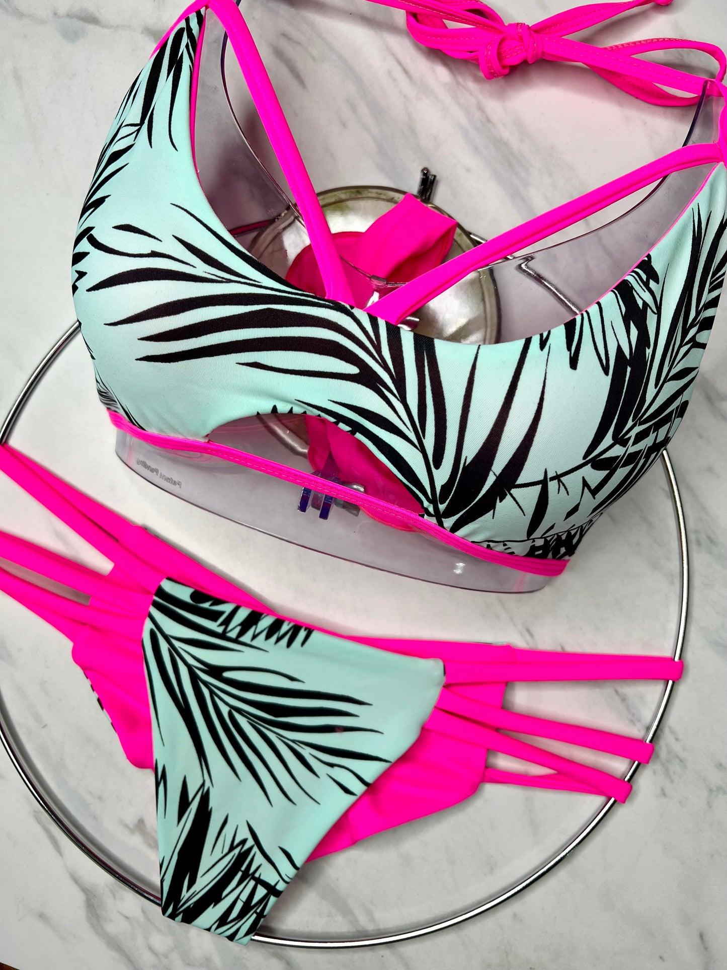 Mint & Pink Palm "Newport Top"