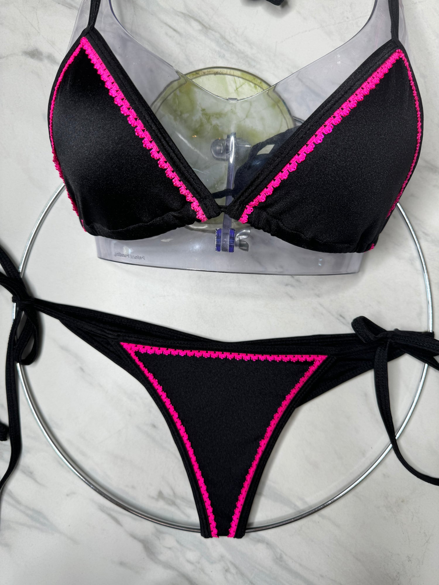 Black Neon Pink Triangle Top - Main Image