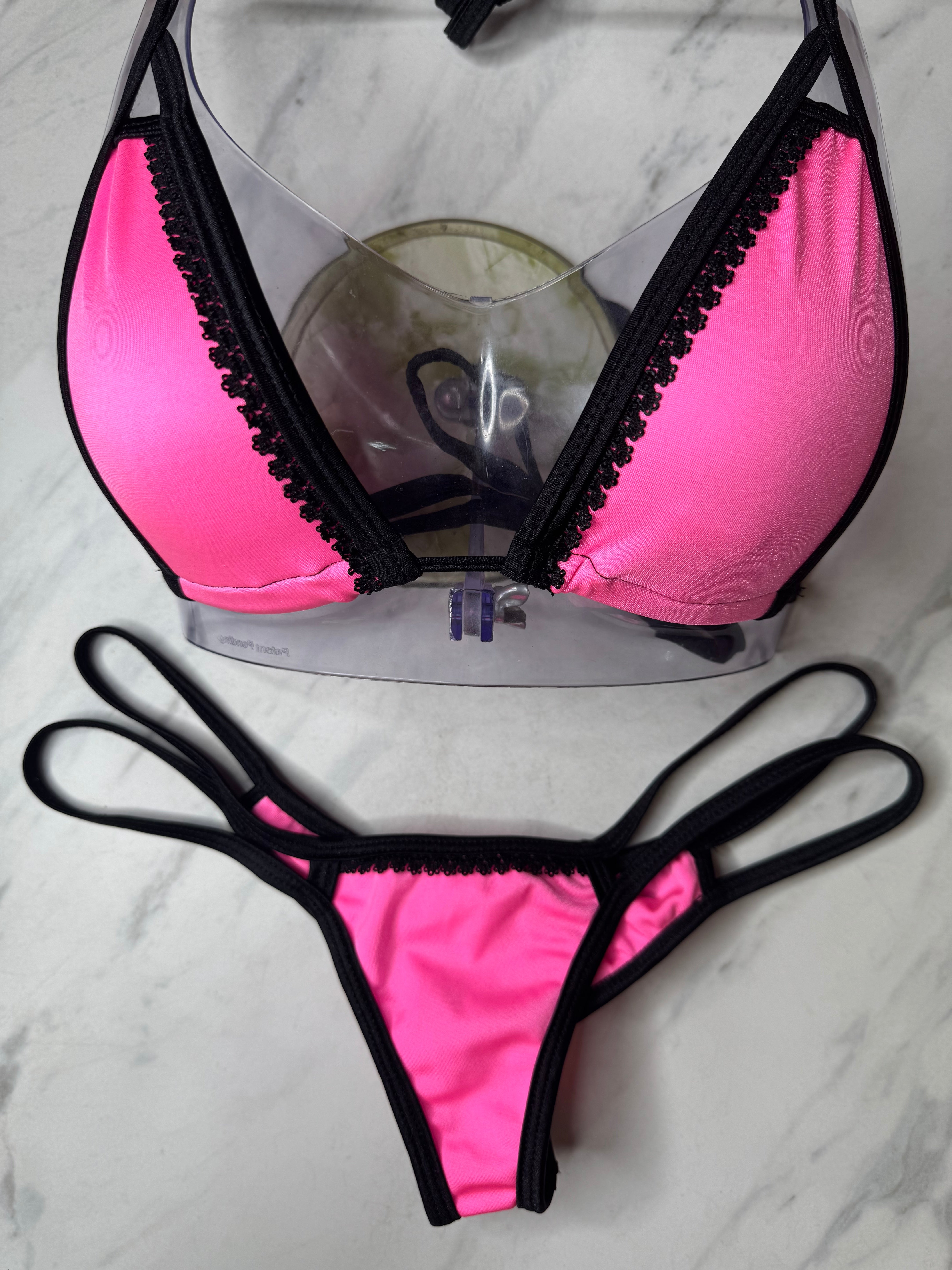 Extra Micro Top Pink & Black Trim Micro Top – Fede Swimwear