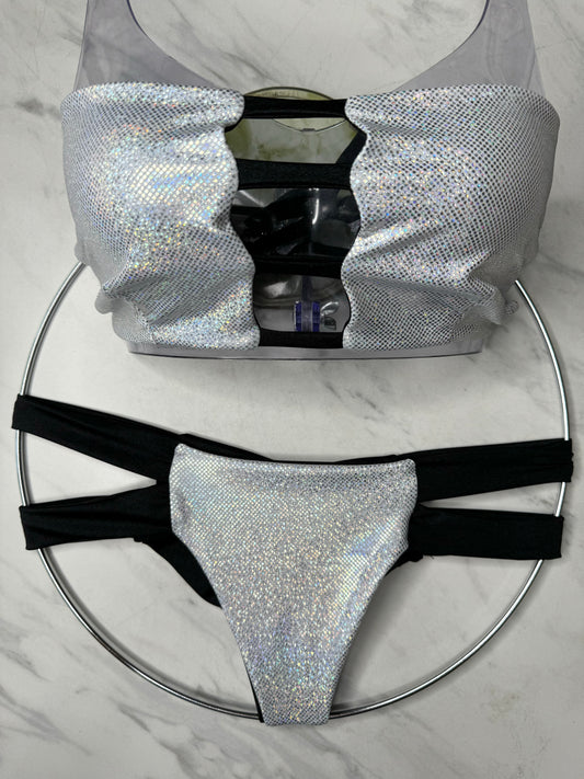 Iridescent & Black Bandeau Top
