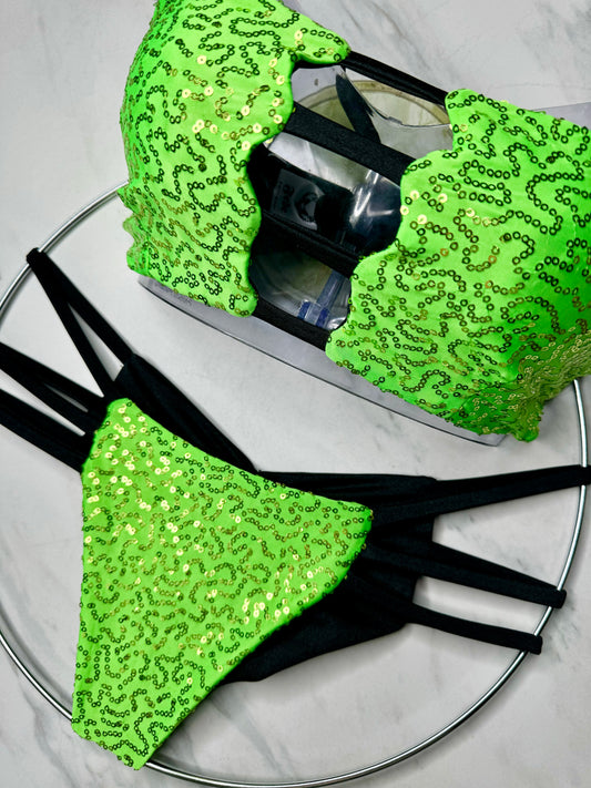 Neon Green Sequin Bandeau Top