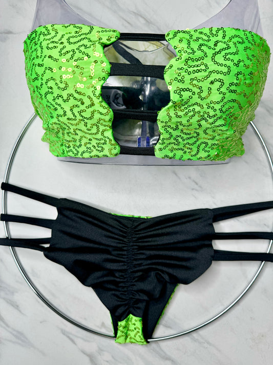 Neon Green Sequin Bottom