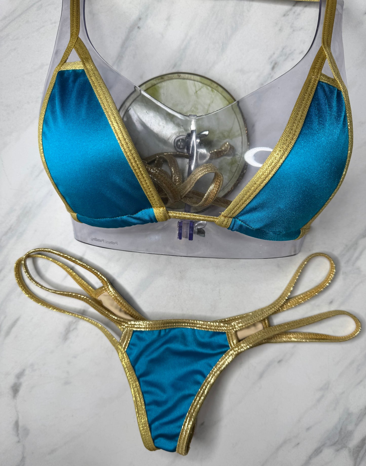 Micr Top Turquoise & Gold Micro Top – Fede Swimwear