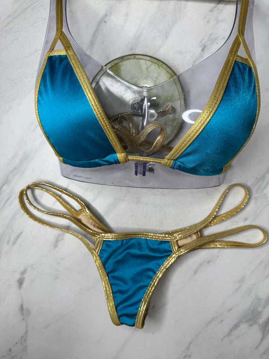 Turquoise & Gold Micro Top