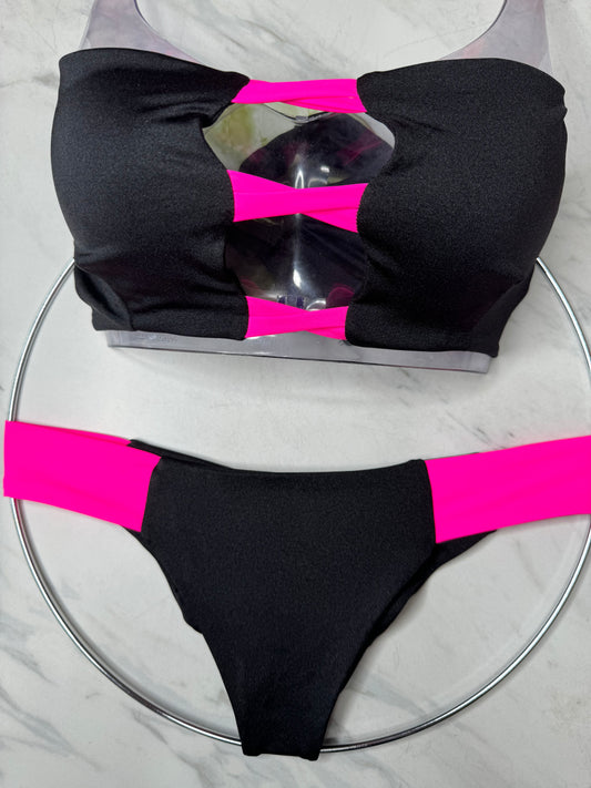 Black & Neon Pink Bottom