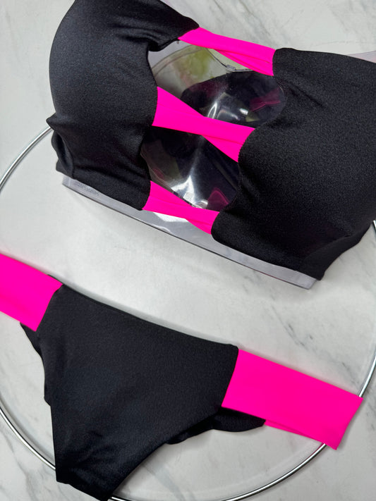 Black & Neon Pink Bottom