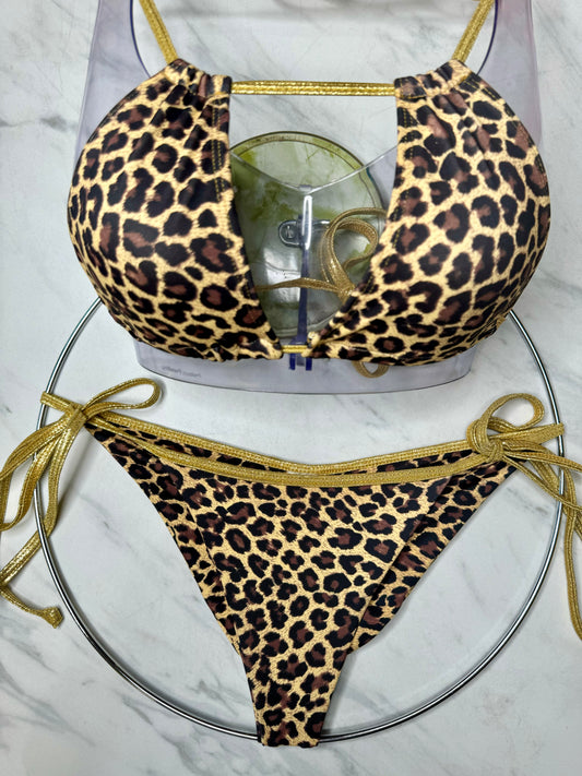 Cheetah & Gold Side Tie Bottom