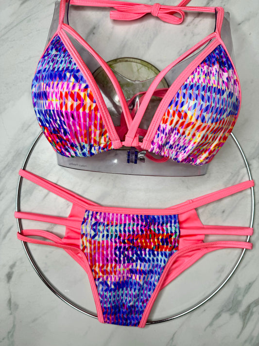 Neon Coral Print Top