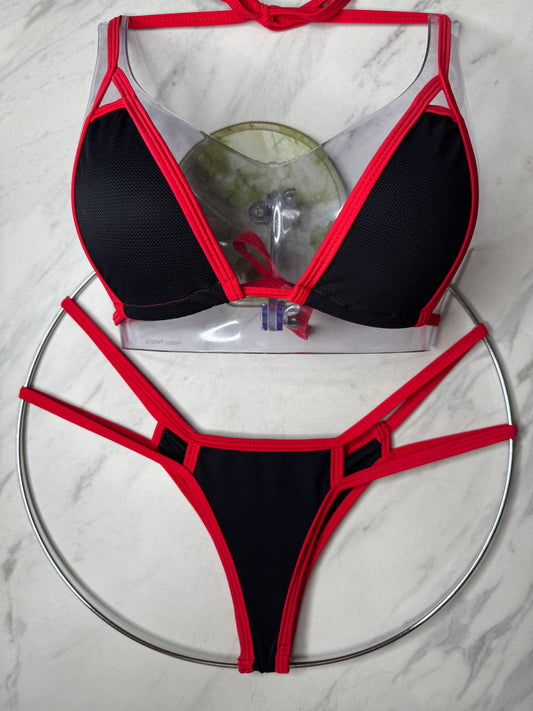 Black with Red Trim Micro Top