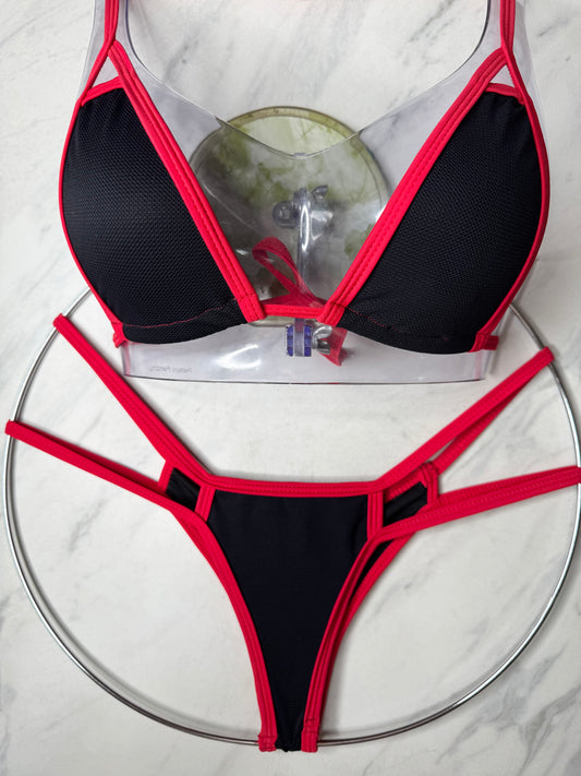 Black with Red Trim Micro Top