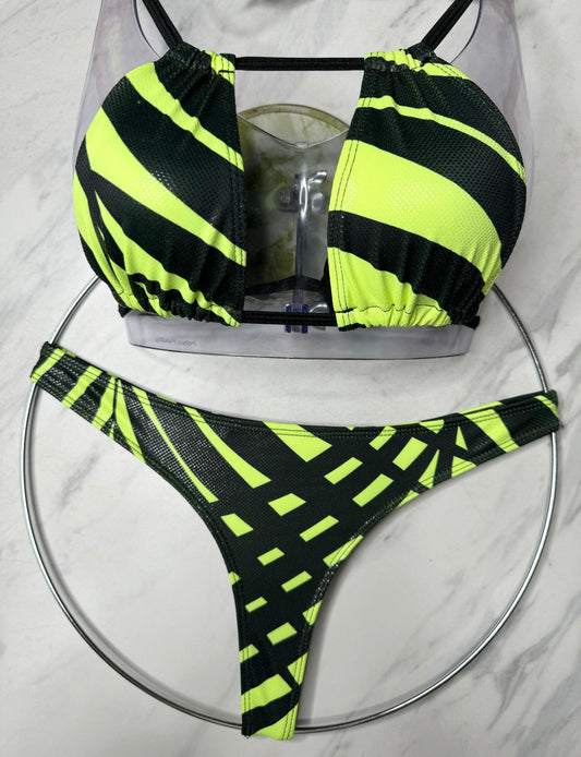 Neon Yellow & Black Thong Bottom