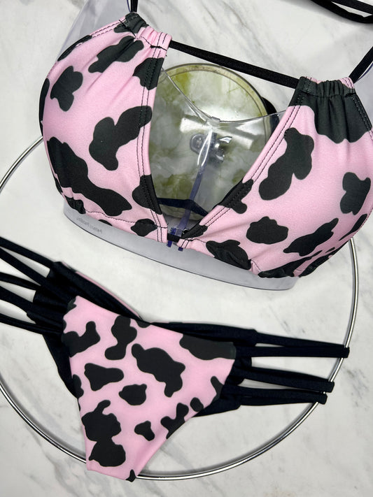 Pink Cow Print Convertible Top