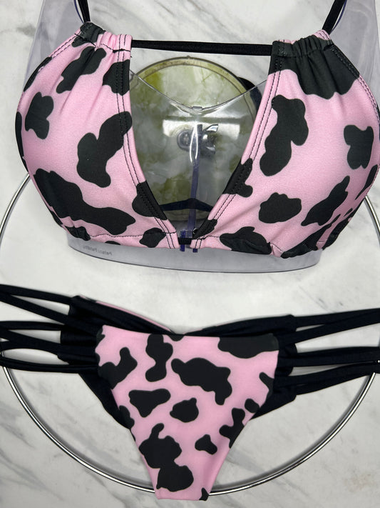 Pink Cow Print Reversible Bottom