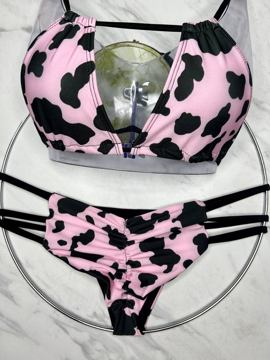 Pink Cow Print Reversible Bottom