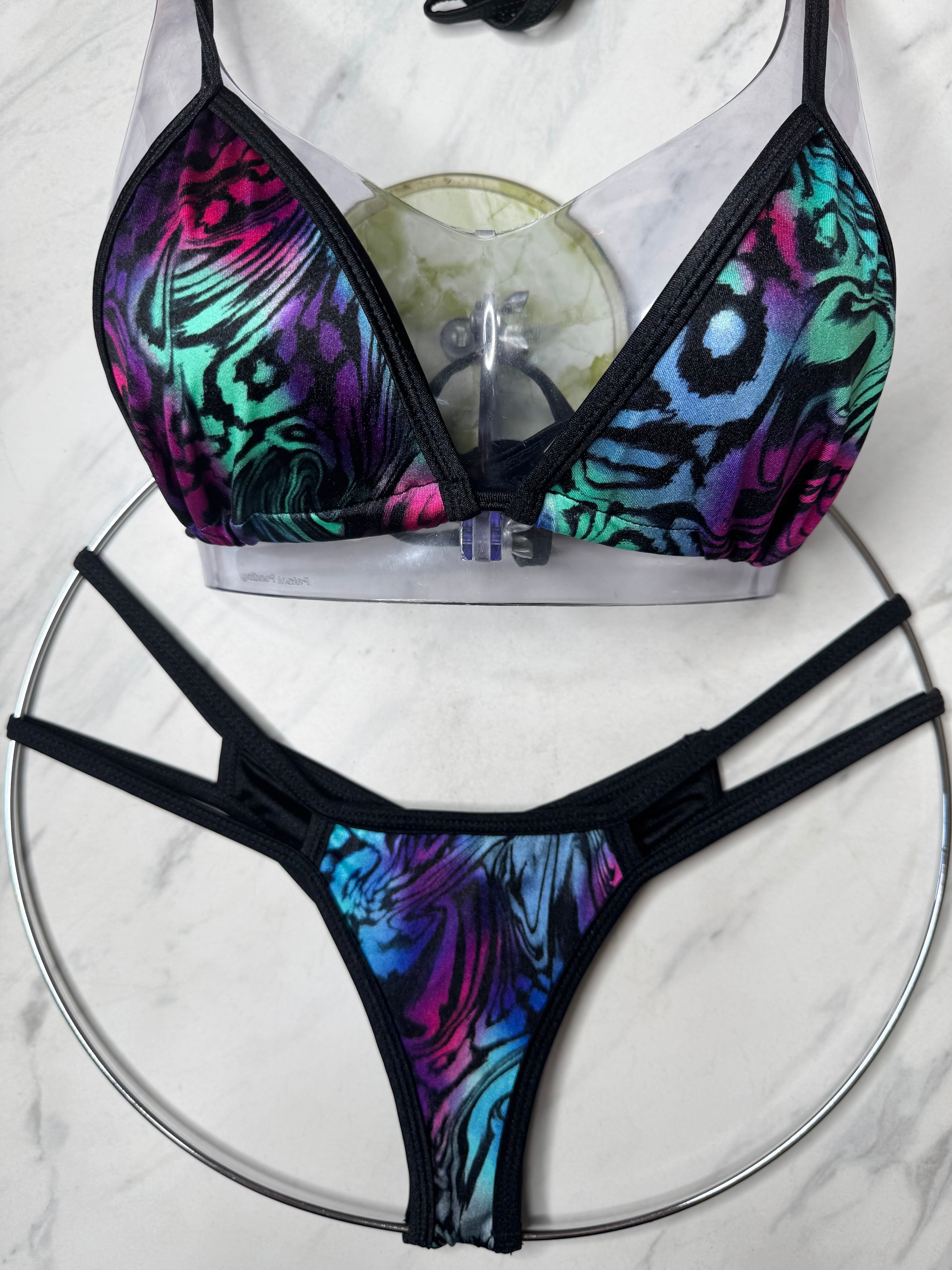 Psychedelia Triangle Top Micro Bottom Bikini – Fede Swimwear