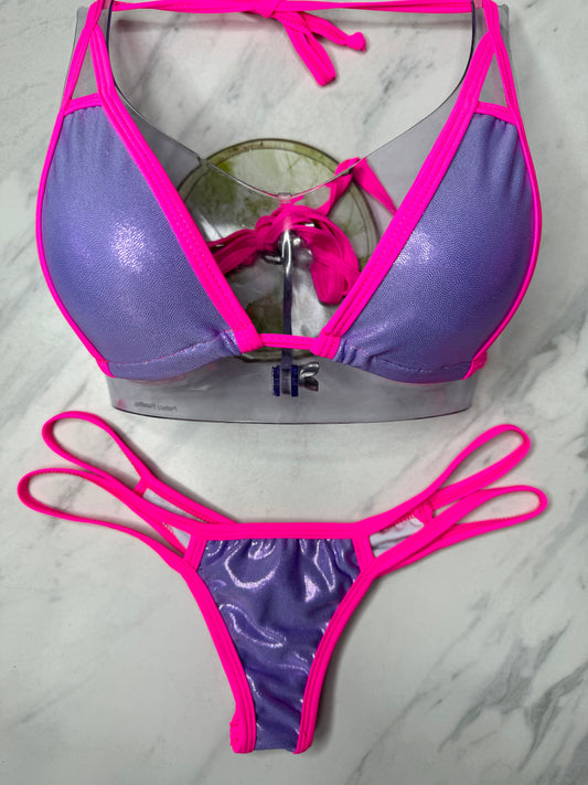 Lavender Hologram & Neon Pink Micro Cut Bottom