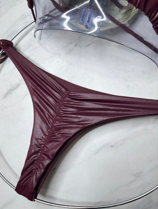 Burgundy Pleather Pixie Micro Bottom