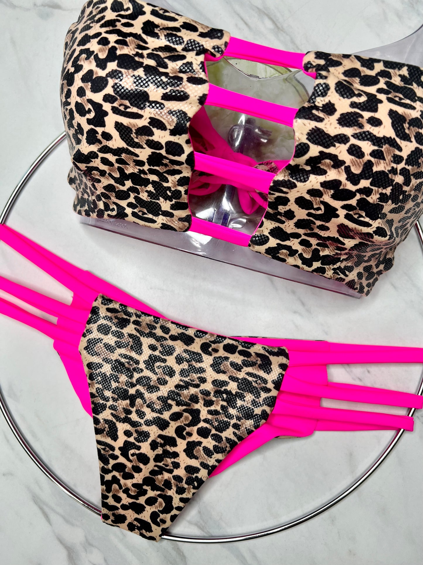 Cheetah & Neon Pink Bandeau Top