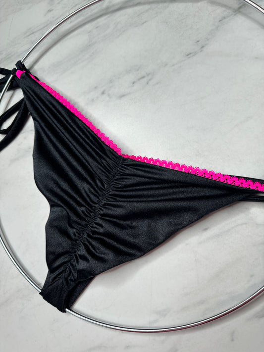 Black Tie Side Bottom with Neon Pink Trim