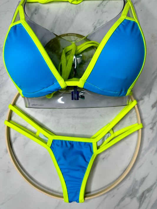 Turquoise & Neon Yellow Micro Bottom