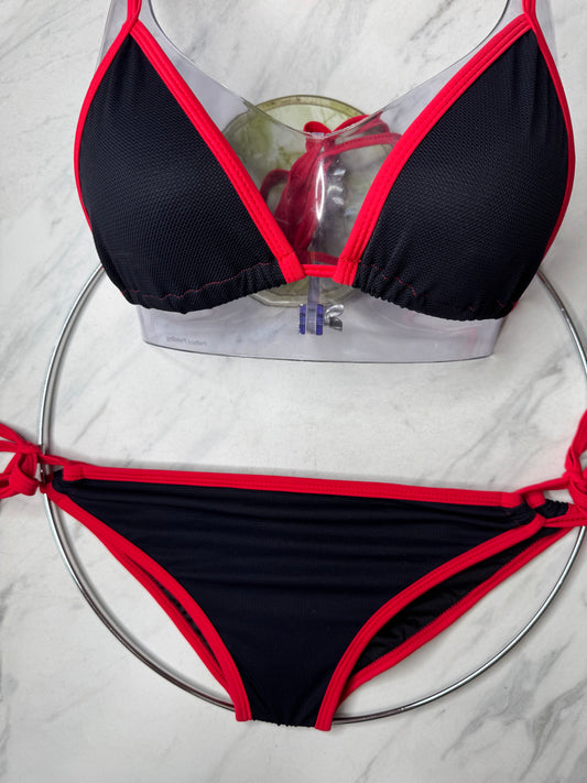 Black Mesh Top with Red Trim