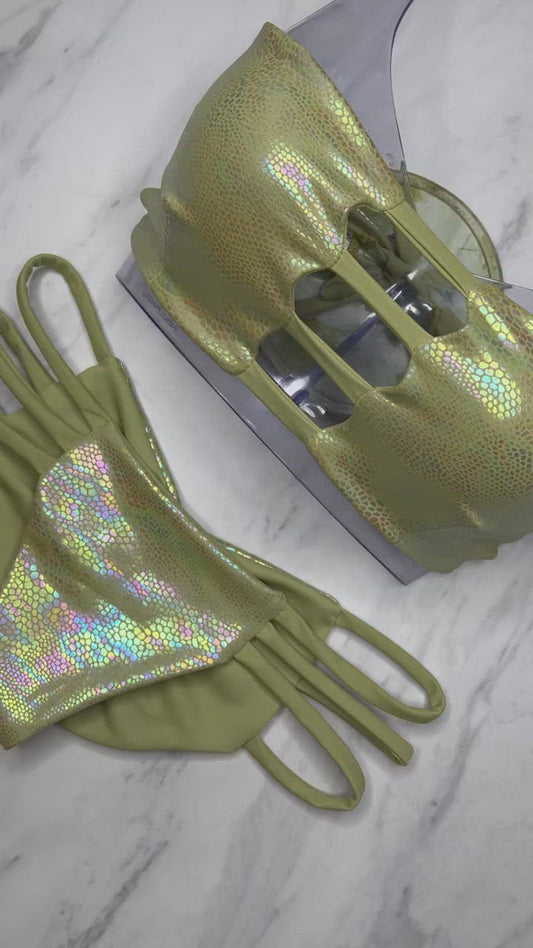 Sage Iridescent Bandeau Top