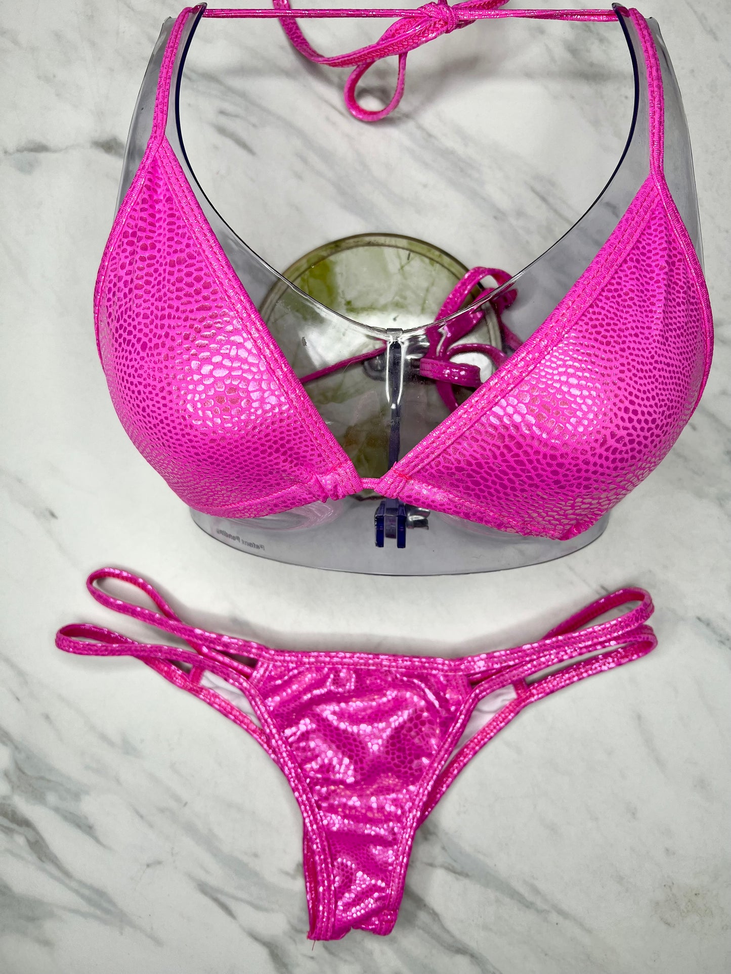 Pink Shimmer Snake Triangle Top