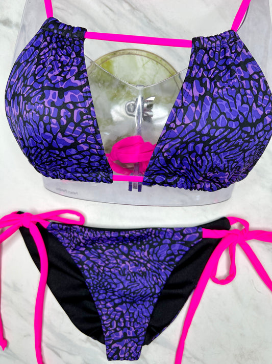Purple & Neon Pink Leopard Convertible Top