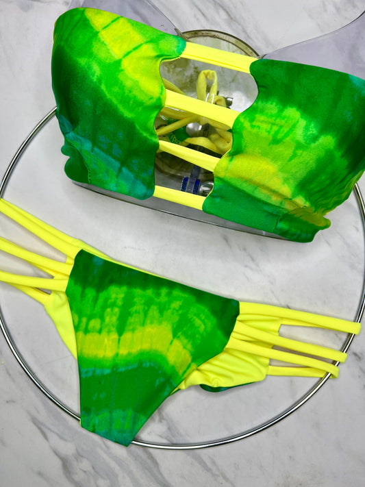 Green & Yellow Tie Dye Bandeau Top