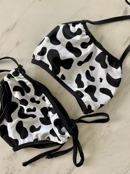Baby & Girls Moo Print Bikini Set