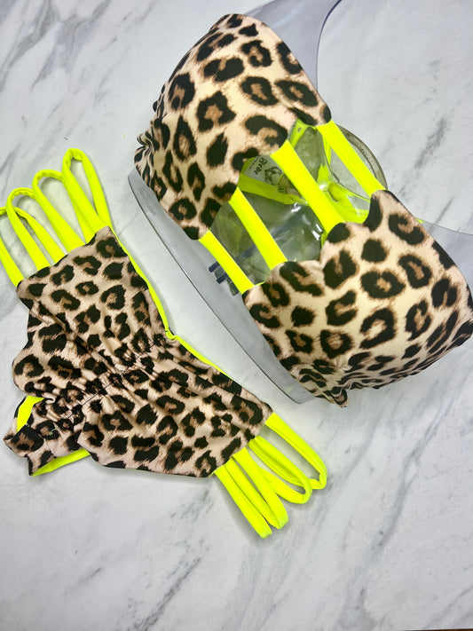 Cheetah & Neon Yellow Reversible Bottom
