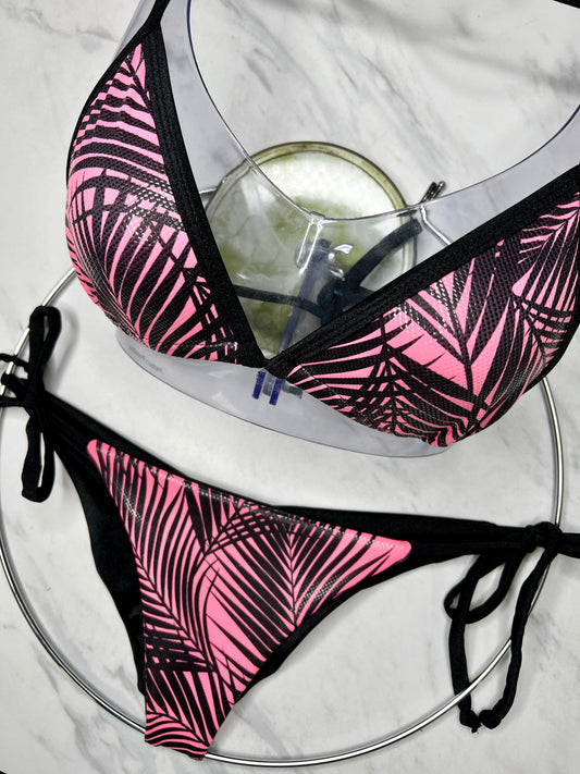 Pink Tropical Side Tie Bottom