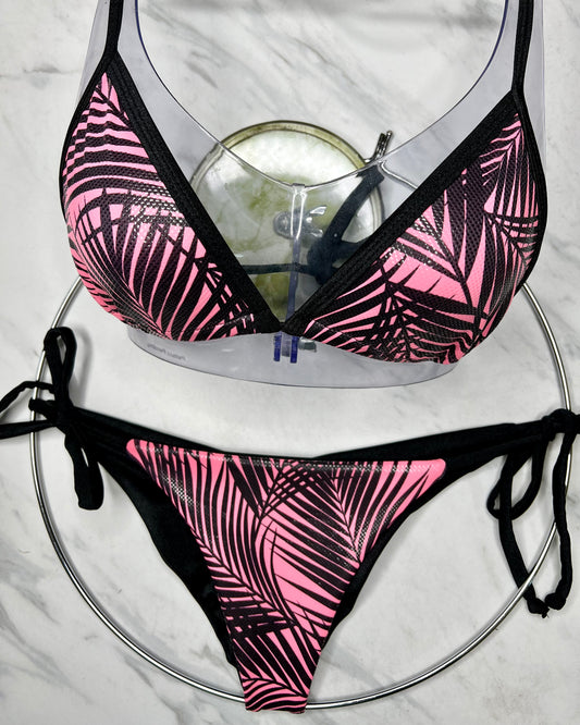 Pink Tropical Side Tie Bottom