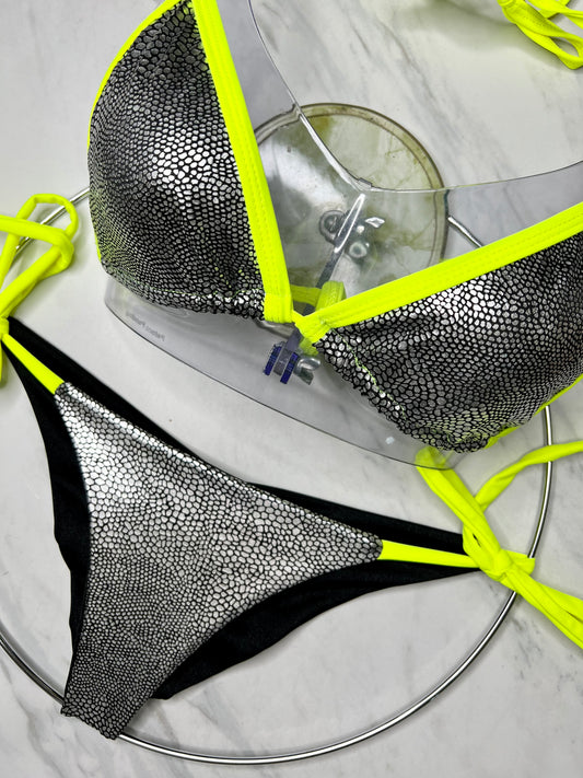 Hologragraphic Silver & Neon Yellow Top